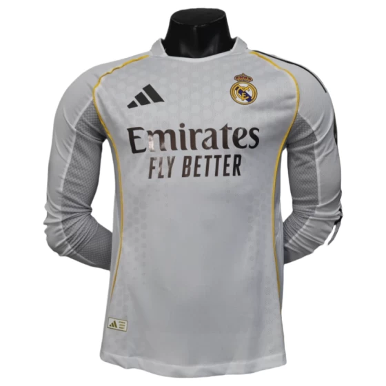 25-26 Real Madrid Home Soccer Jersey Player Version Shirt Long Sleeve