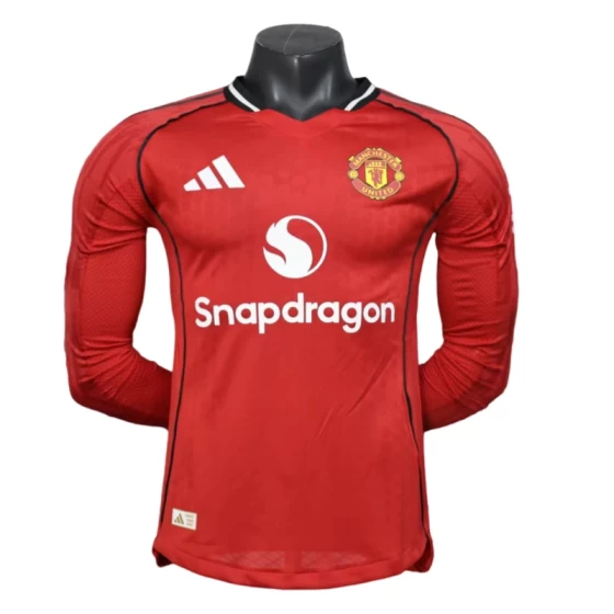 2025-26-Player Version Manchester United Long Sleeve Jersey Home Football Shirt
