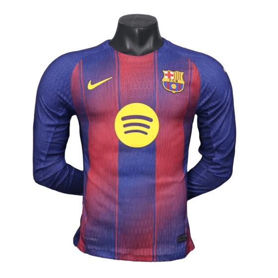 2025-26  Player Version Barcelona Home  Long Sleeve Soccer Jerseys