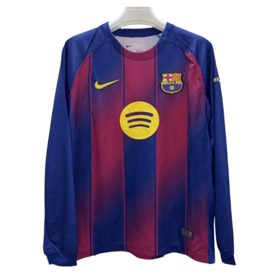 2025-26 Fan Version Barcelona Home Long Sleeve Soccer Jerseys